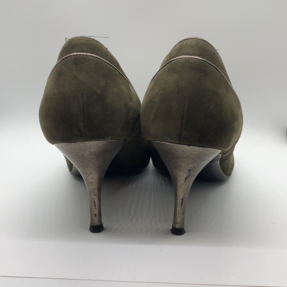 Salvatore Ferragamo Suede Olive Green Heels Size 12B - Picture 3 of 6